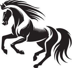 Horse running vector black and white