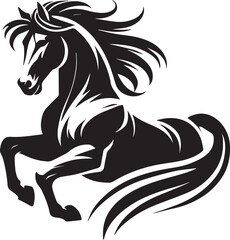 Obraz premium Horse running vector black and white