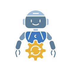 process automation black line icon.