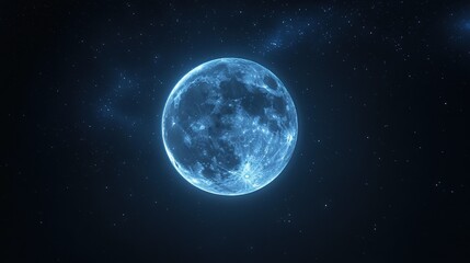 Obraz premium High resolution images A full moon glowing blue against the black sky, perfect for creating an enchanting and mysterious atmosphere in your images or video backgrounds. The bright light of the Moon