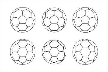 One continuous line art drawing of World cup football ball design set outline vector illustration
