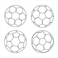 Obraz premium One continuous line art drawing of World cup football ball design set outline vector illustration 
