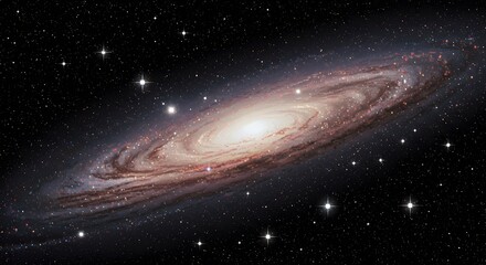 Fototapeta premium Majestic Spiral Galaxy in the Vast Cosmos: A Celestial Tapestry of Stars and Stardust
