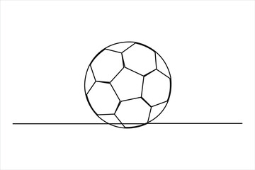 Obraz premium Continuous single line art drawing of World cup football ball design final sport competition outline vector illustration 