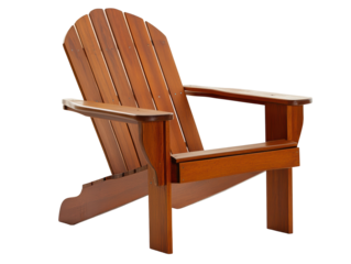 Isolated Wooden Adirondack Chair with Slatted Back