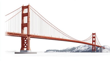 Obraz premium PNG Golden gate bridge landmark architectural illustration.