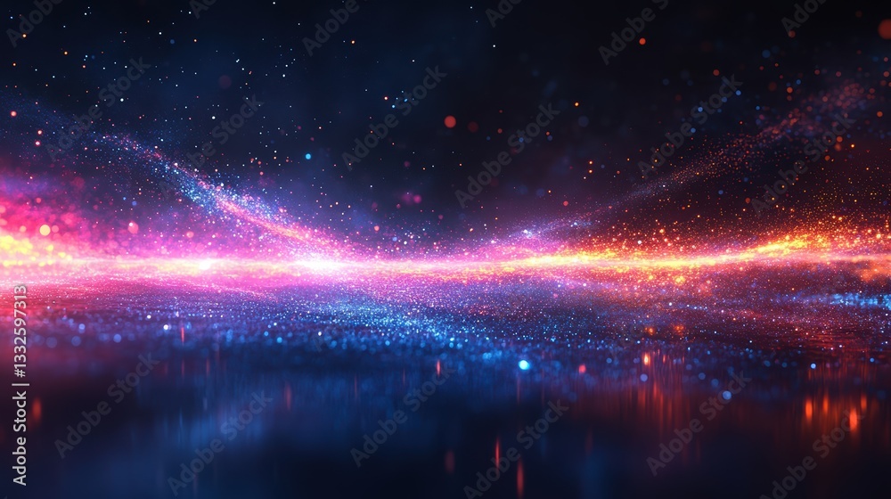 Poster Colorful explosion of light creating a spectacular display of color and brightness against a dark background