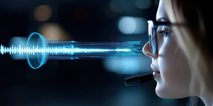 Speech spectrograms digital lab audio visualization high-tech environment side view sound analysis