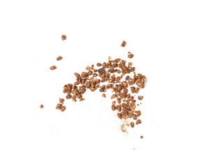 Scattered Chocolate Granola Isolated, Flying Cocoa Muesli, Crunchy Cereals, Seeds and Grains Muesli
