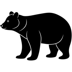 bear black silhouette vector, Simple silhouette Design vector icon with white background. Wild animal 