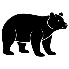 bear black silhouette vector, Simple silhouette Design vector icon with white background. Wild animal 