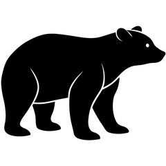 bear black silhouette vector, Simple silhouette Design vector icon with white background. Wild animal 