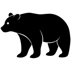 bear black silhouette vector, Simple silhouette Design vector icon with white background. Wild animal 