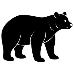 bear black silhouette vector, Simple silhouette Design vector icon with white background. Wild animal 