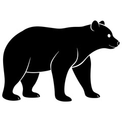 bear black silhouette vector, Simple silhouette Design vector icon with white background. Wild animal 