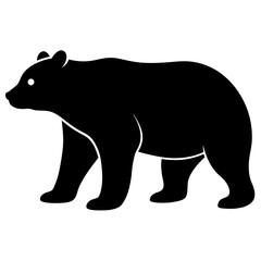 bear black silhouette vector, Simple silhouette Design vector icon with white background. Wild animal 