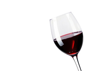 Isolated Inclined Glass of Red Wine with Space to Side