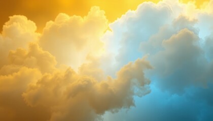 Obraz premium Nebula Cloud Formation, Gaseous Waves, Cosmic Scene, Digital Art, Electric Blue and Golden Yellow