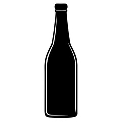 Wine bottle, Beer bottle black silhouette vector, Simple silhouette Design vector icon with white background.