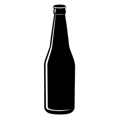 Wine bottle, Beer bottle black silhouette vector, Simple silhouette Design vector icon with white background.