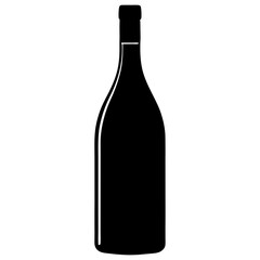 Wine bottle, Beer bottle black silhouette vector, Simple silhouette Design vector icon with white background.