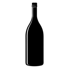 Wine bottle, Beer bottle black silhouette vector, Simple silhouette Design vector icon with white background.