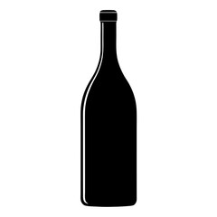 Wine bottle, Beer bottle black silhouette vector, Simple silhouette Design vector icon with white background.