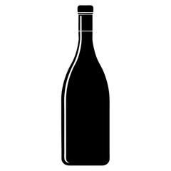 Wine bottle, Beer bottle black silhouette vector, Simple silhouette Design vector icon with white background.