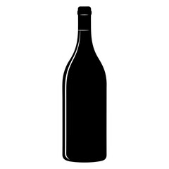 Wine bottle, Beer bottle black silhouette vector, Simple silhouette Design vector icon with white background.