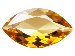 Isolated Detailed Citrine Gemstone with Complex Facets
