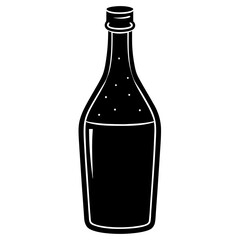 bottle black silhouette vector, Simple silhouette Design vector icon with white background.