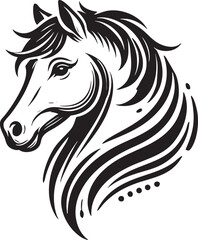 Elegant Horse Head Vector Illustration in Black