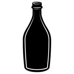 bottle black silhouette vector, Simple silhouette Design vector icon with white background.