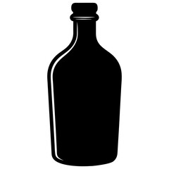 bottle black silhouette vector, Simple silhouette Design vector icon with white background.