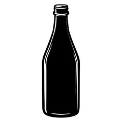 bottle black silhouette vector, Simple silhouette Design vector icon with white background.