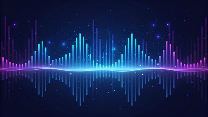 Dynamic sound wave visualization digital space abstract content nighttime environment frontal view stylish graphic design for seo impact
