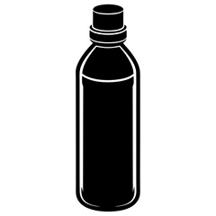 water bottle black silhouette vector, Simple silhouette Design vector icon with white background.