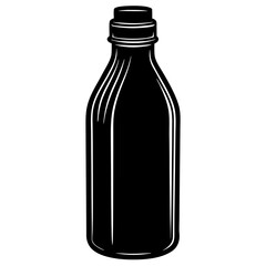 water bottle black silhouette vector, Simple silhouette Design vector icon with white background.