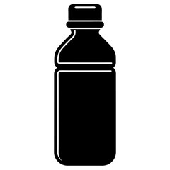 water bottle black silhouette vector, Simple silhouette Design vector icon with white background.