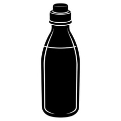 water bottle black silhouette vector, Simple silhouette Design vector icon with white background.