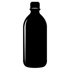 water bottle black silhouette vector, Simple silhouette Design vector icon with white background.