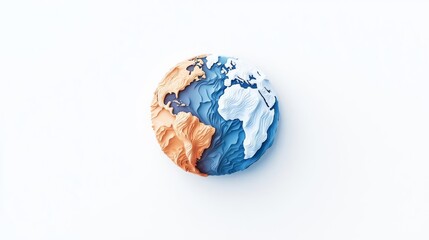 Beautiful earth globe showcasing continents in vibrant colors on a white background.