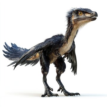 Photo of Dinosaur Microraptor isolated on white background