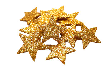 Golden glitter stars decoration for celebrations and crafts, cut out transparent