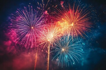 Festive Fireworks Explosion Night Sky Texture