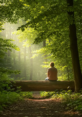 Contemplation in a Sunlit Forest