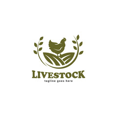 Vector livestock logo design. Cattle, Goat, Chicken livestock logo template