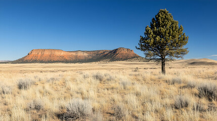 Vast plains, solitary pine
