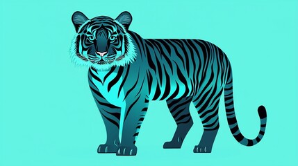 Obraz premium Blue Tiger Illustration, Digital Art