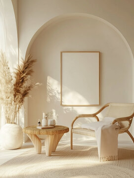 A Serene Retreat Embrace the Warmth of Minimalist Comfort in a Cozy Space Adorned with Natural Elegance and Inviting Personal Touches